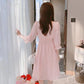 Women's Summer Dress Square Neck Slim Puff Sleeve Solid Color Skirt