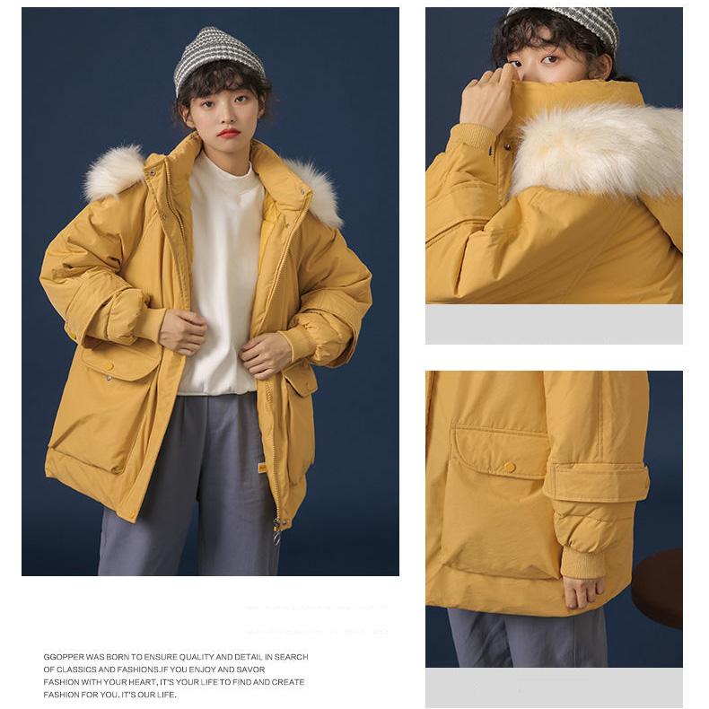 Cotton Jacket Women's Korean Version of Casual Cotton-padded Clothes Ins Bread Clothes Winter Hooded Loose Thick Coat