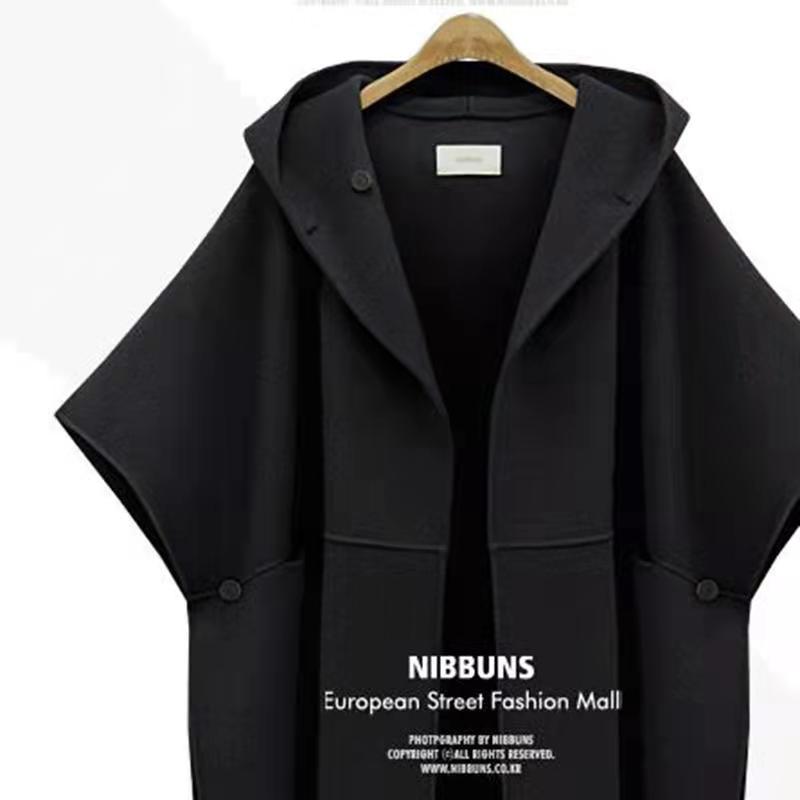 Autumn and Winter Women Bat Sleeve Woolen Cape Coat Large Size Female Casual Loose Warm Coat