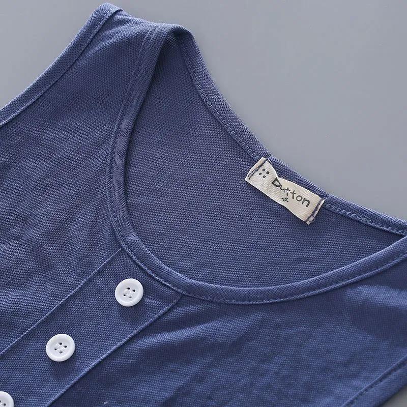 Children's Vest Suit Ice Silk Cotton Silk Boys and Girls Sleeveless T-shirt Casual Pants Two-piece Baby Summer Clothes
