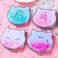 7*8cm Woman Hand-held Makeup Mirror  Schoolgirl Flip Foldable Easy To Carry  Quicksand Sequins Mini Vanity Mirror