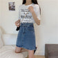 Summer  Version  The High Waist  Thin Bag Hip A-line Skirt Female Student Design Sense Denim Skirt