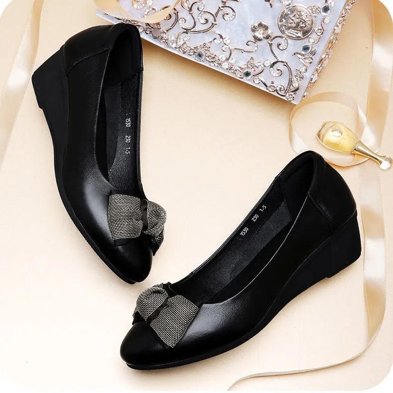 Womans Shoes Leather Wedge Platform Heels Office Ladies Shoes for Women Spring Autumn Female Zapatos Oxfords Fashion