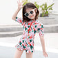 Baby Girls Flower Printed Swimsuit Summer One Piece Bikini Swimming Suit Kids Baby Short Sleeve Lotus Leaf Sleeve Quick Dry Beachsuit
