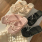 Fairy Wind Bow Flip-flops Female Summer Solid Color Outer Wear Soft Bottom Seaside Clip-on Beach Sandals and Slippers