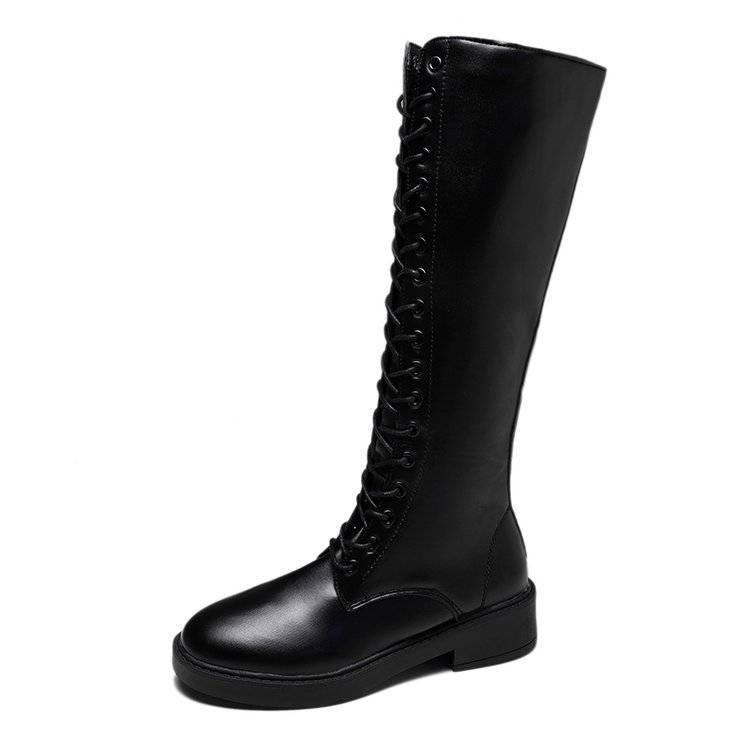 Long Tube Martin Boots Female 2019 Autumn British Style Straps Knight Boots Flat Women's Boots