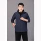 Middle-aged Elderly Men's Polar Fleece Sports Jacket Spring and Autumn Stand Collar Loose Outdoor Casual Sweatshirt Fleece Solid Color Short Top