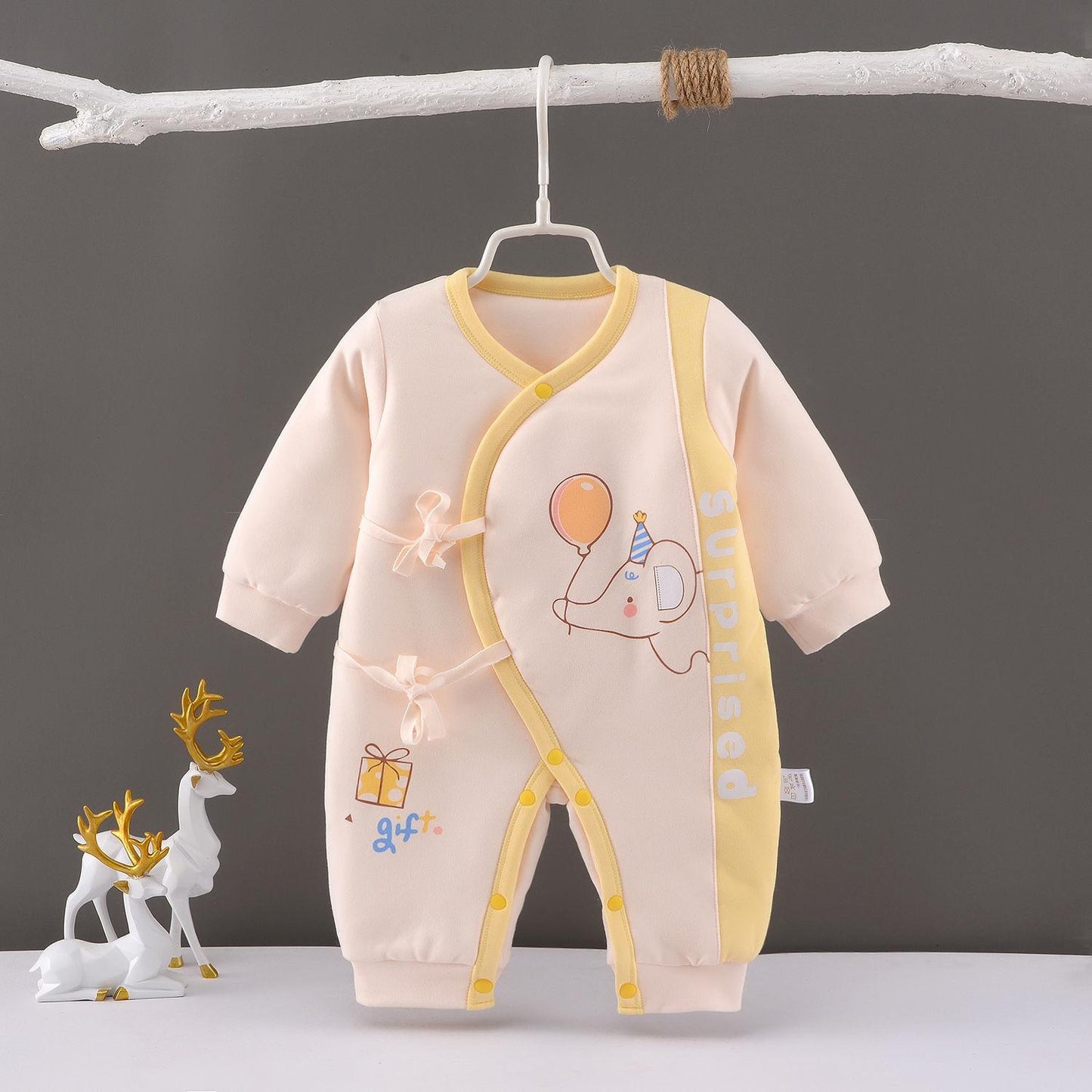 Newborn Baby Bandage One-piece Clothes Cotton Clothes Autumn and Winter Neonatal Long Sleeve Climbing Clothes Men's and Women's Baby Cotton Clothes