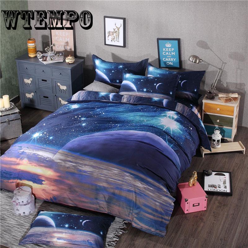 Colorful Galaxy Microfiber Duvet Cover Set Twin King Size Bed Set 3D Printed Bedding Set