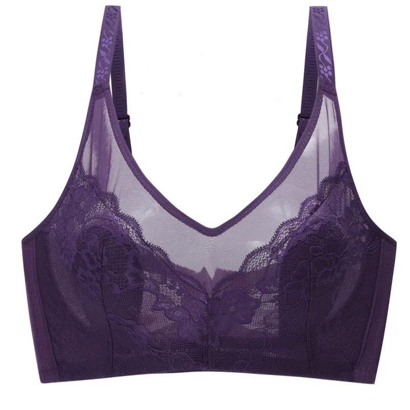 Summer Ultra-thin Sexy Lace No Steel Ring No Sponge Gathering Anti-sagging Breathable Skin-friendly Women's Underwear Bra