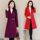 Women Wool Outwear Winter Wool Coat Long Sleeve Turn-Down Collar Blends Jacket Lady Overcoats