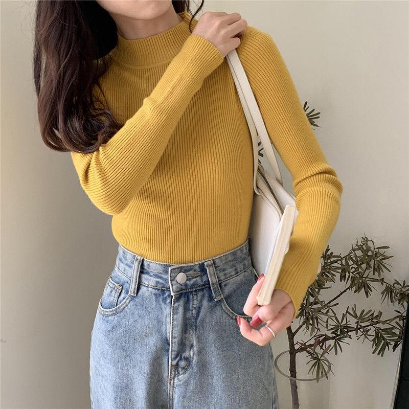 Sweaters Women Winter Turtleneck Sweater Knitted Jumper Solid Long Sleeve Slim Knitwear Women Top Clothes Fashion Slim Sweater Casual