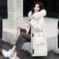 Faux Fur Collar Mid-length Down Jacket Women's Length Over The Knee, Large Size, Thicker, Loose Waist and Slim