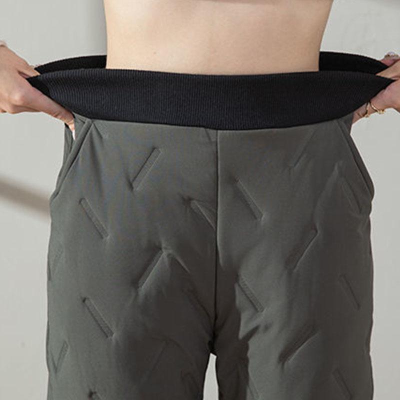 Winter High-waist Thick Warm Pants Silk Cotton Plus Size Slim Women's Outer Wear Pure Color Thinner Down Cotton Casual Pants