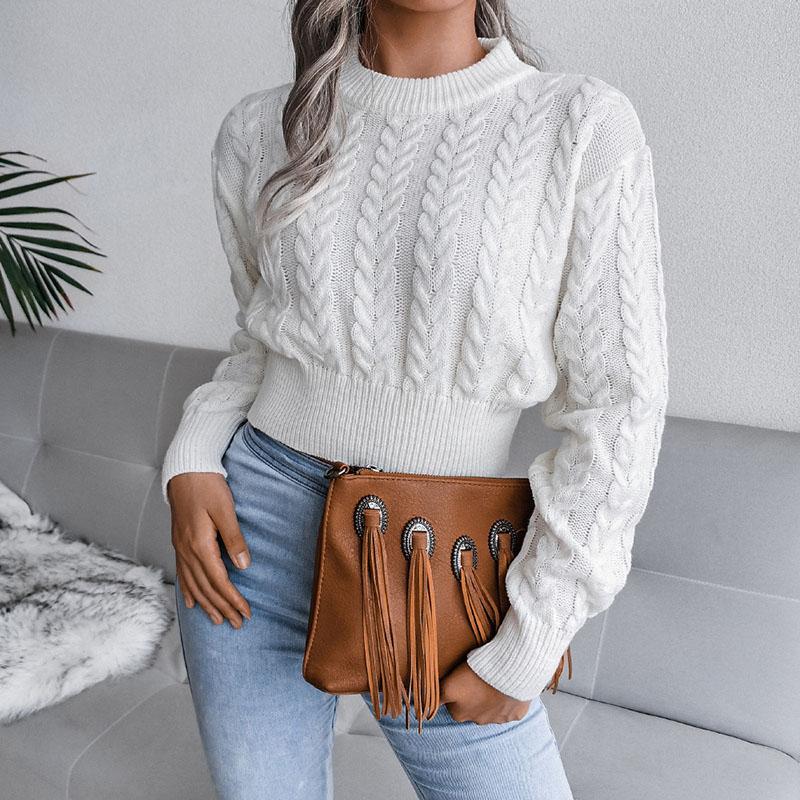 Sweater Women's Short Sexy Twist Knitwear Cropped Pullover Top Trendy Sweater Jumper Y2K European and American Style Fashion