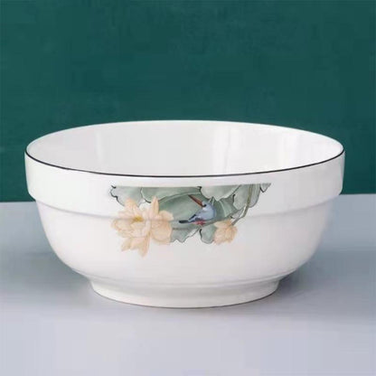 Rice Bowl Ceramic Bowl Household Rice Bowl Glazed Chinese Tableware Thickened Noodle Bowl Rice Bowl Soup Bowl Porcelain Bowl