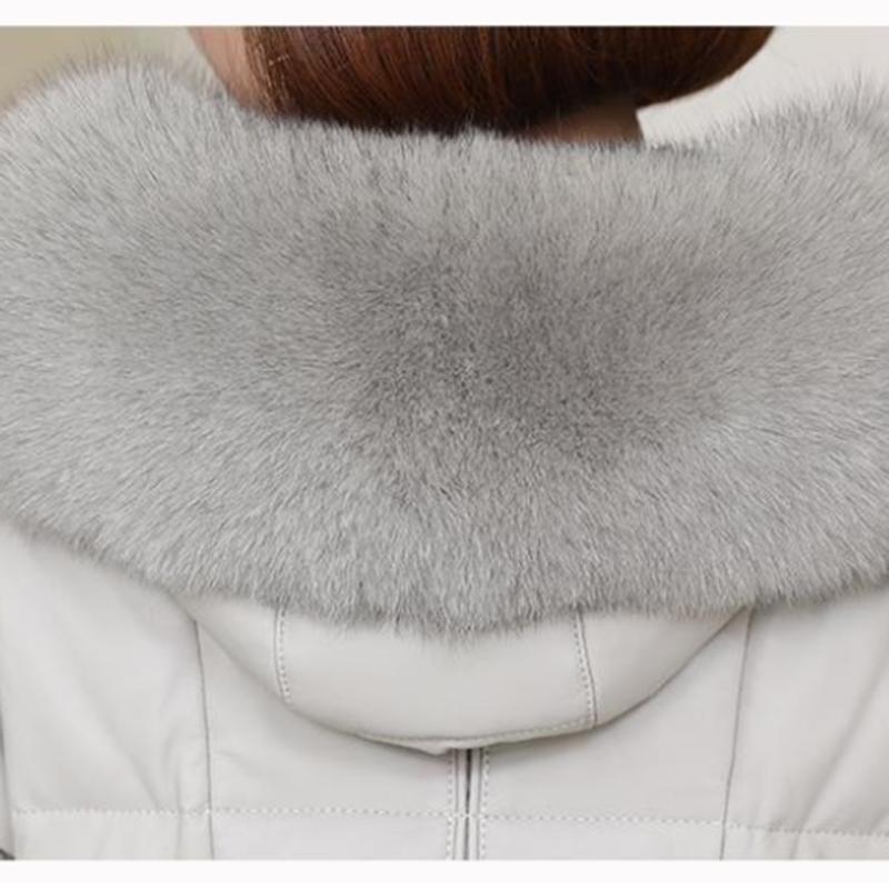 Women's Solid Color Embroidered Down Jacket Mid-length Korean Style Loose Thick Coat Warm Cotton Coat Large Fur Collar Winter Quilted Jacket