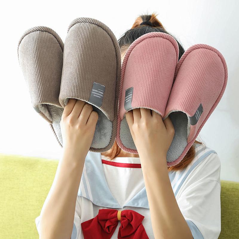 Winter Slippers for Women Thick Warm Plus Size Men Cotton Shoes Non Slip Casual Slide Lady Slipper Winter