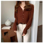 Autumn and Winter Cardigan Sweater European and American Style V-neck Blouse Long Sleeve Pure Color Youth Female Jacket