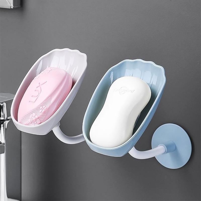2PC Bathroom Creative Soap Box Multi-function Rotating Drainage Storage Rack Kitchen Storage Soap Dish