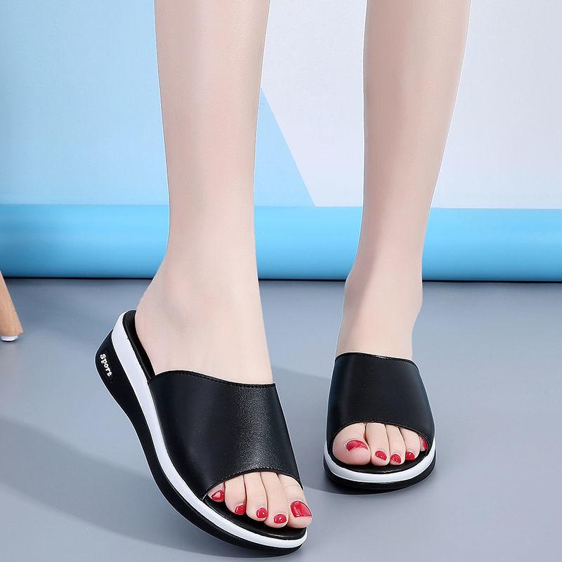 Women Summer Fashion Leisure Fish Mouth Sandals Thick Bottom Slippers