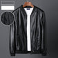 Soft Leather Jacket Men's Stand Collar Jacket Slim Fit Casual Flight Jacket Motorcycle Suit Men's Handsome Warm Long Sleeve Jacket