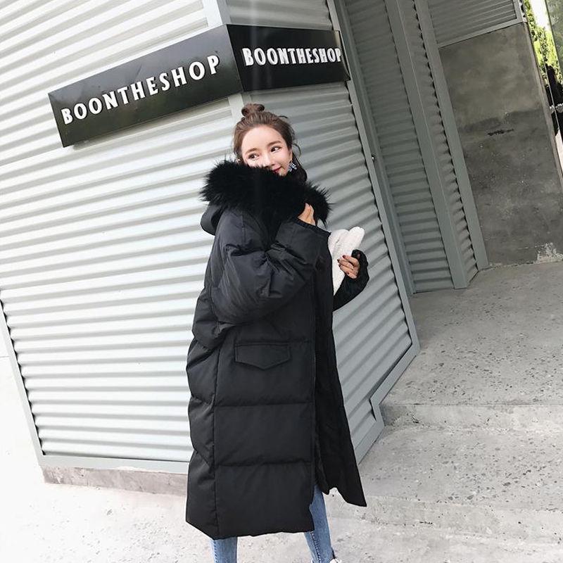 Women Parkas Winter jacket Warm Long Hooded Cotton Padded Parkas Causal Female Fur Jacket Coat