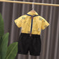Korean Style Super Western Wedding Dress Boys Tide Clothes Suit Little Boy Short-sleeved Shirt Bib Two-piece Party