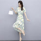 Chiffon Dress Feminine Temperament Elegant Waist Thin French Floral Long Skirt Can Be Belted Slimming Thin Ladies Chiffon Dress