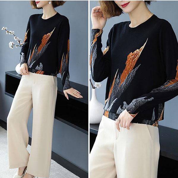 Plus Size Woolen Sweater Women Comfortable High-end Printed Cashmere Sweater Winter Wool Knitted Bottoming Sweater Elastic Jumper Top