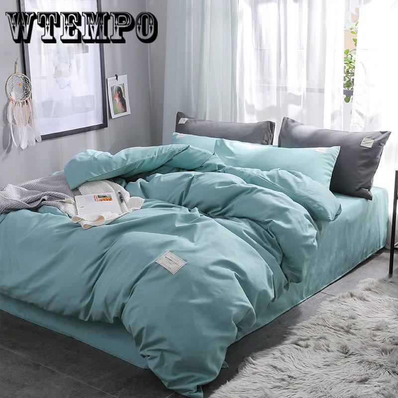 Solid Color Four-piece Can  Bedding Dormitory Quilt Cover Sheet Set of Four