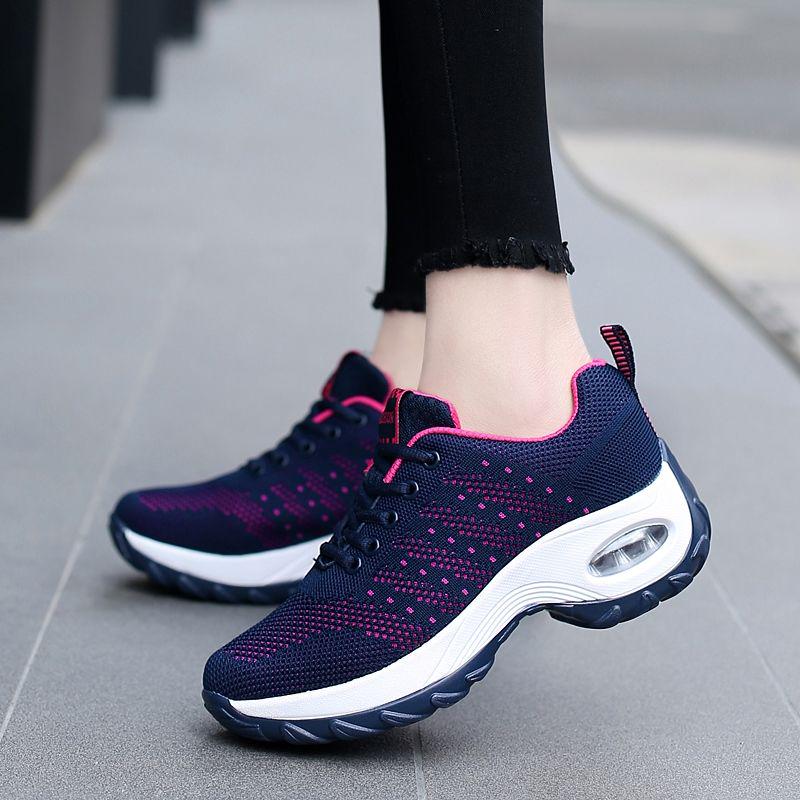 Summer Women's Shoes Mesh Breathable Rocking Shoes Square Dance Shoes Air Cushion Large Size Thick Bottom Travel Shoes Women