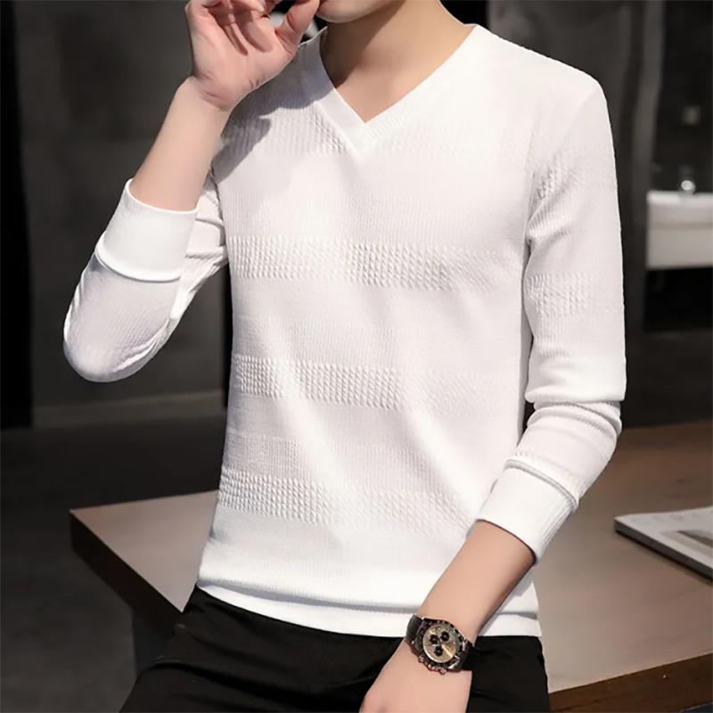 Men's Long-sleeved Sweater Plus Velvet Thickened V-neck Sweatshirts Korean Style Trendy Brand To Keep Warm for Outerwear