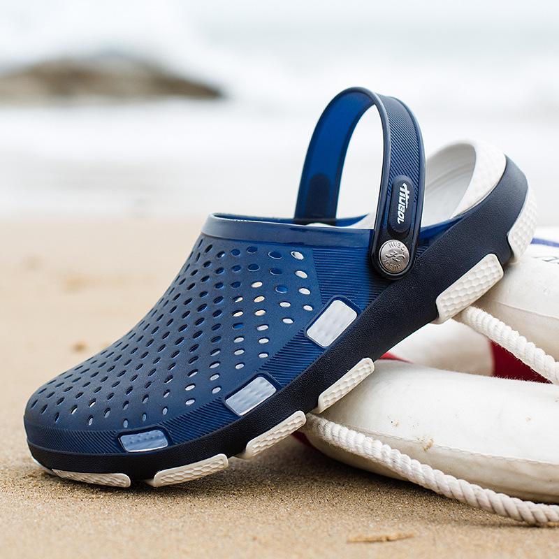 Summer New Hole Shoes Men's Wading Casual Outdoor Beach Shoes Non-slip Soft Bottom Baotou