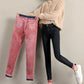 Winter Warm Jeans Women's Velvet Feet Pants Pink Velvet Thick Leggings Slim Trousers Fashionable Versatile High-waisted Pants