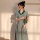 Female Simple Elegant Gentle Plaid Dress Summer French Vintage Mid Long Slim Casual Dress