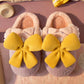 Cute Bowknot Cotton Slippers Keep Warm and Comfortable In Autumn and Winter Indoor Non-slip