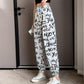 Chiffon Bloomers Women's Summer Letter Printing Graffiti Elastic Waist Loose-fitting Sports Casual Pants