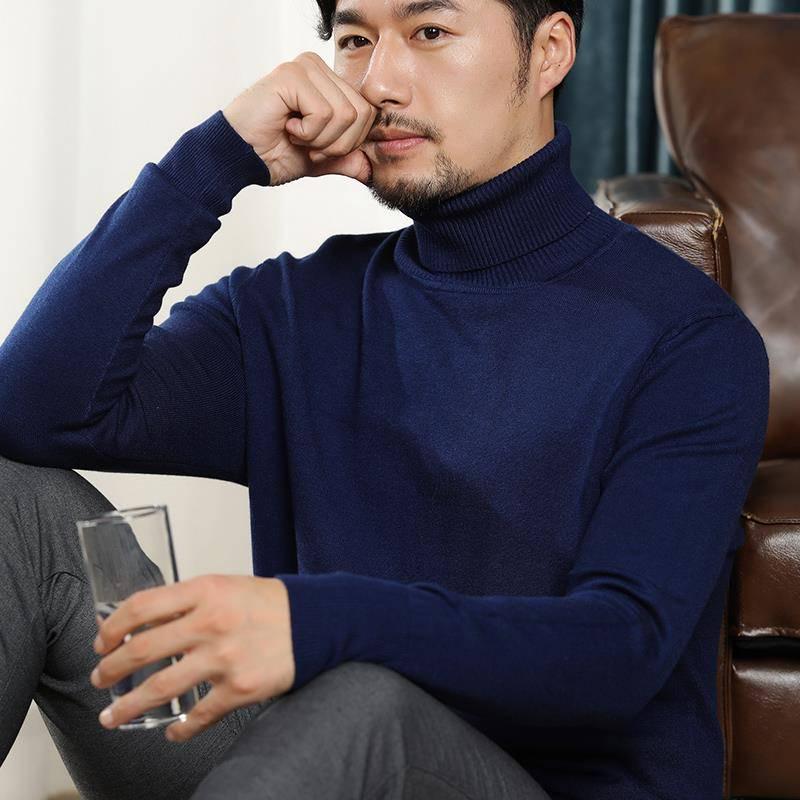 Christmas Sweater Men Clothes 2019 Winter Warm Mens Sweaters Casual Turtleneck Cashmere Pullover Men