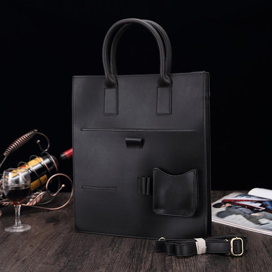 Business Briefcase Men Vintage Large Capacity Leather Wearable handbag Crossbody Bags Shoulder Bag