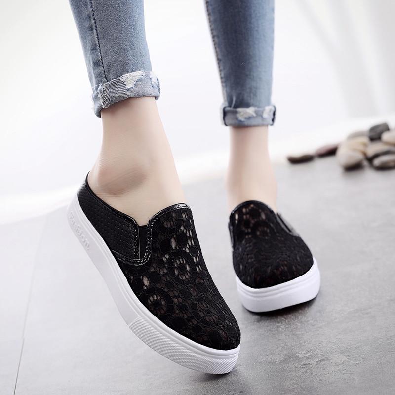 Mesh Hollow White Sneakers Women Summer Shoes Woman Fashion Breathable Platform Slip-On Elegant Ladies Shoes Female