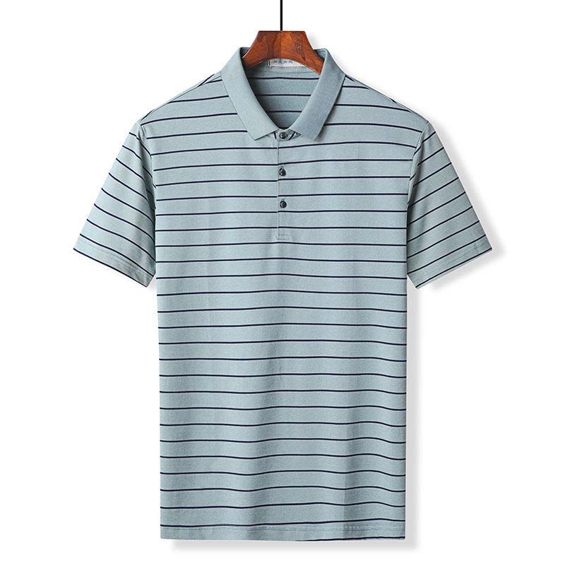 Plus Size Men's Plus Fat Short-sleeved Summer Loose Striped POLO Shirt Plus Size T-shirt Trendy Men's Clothing