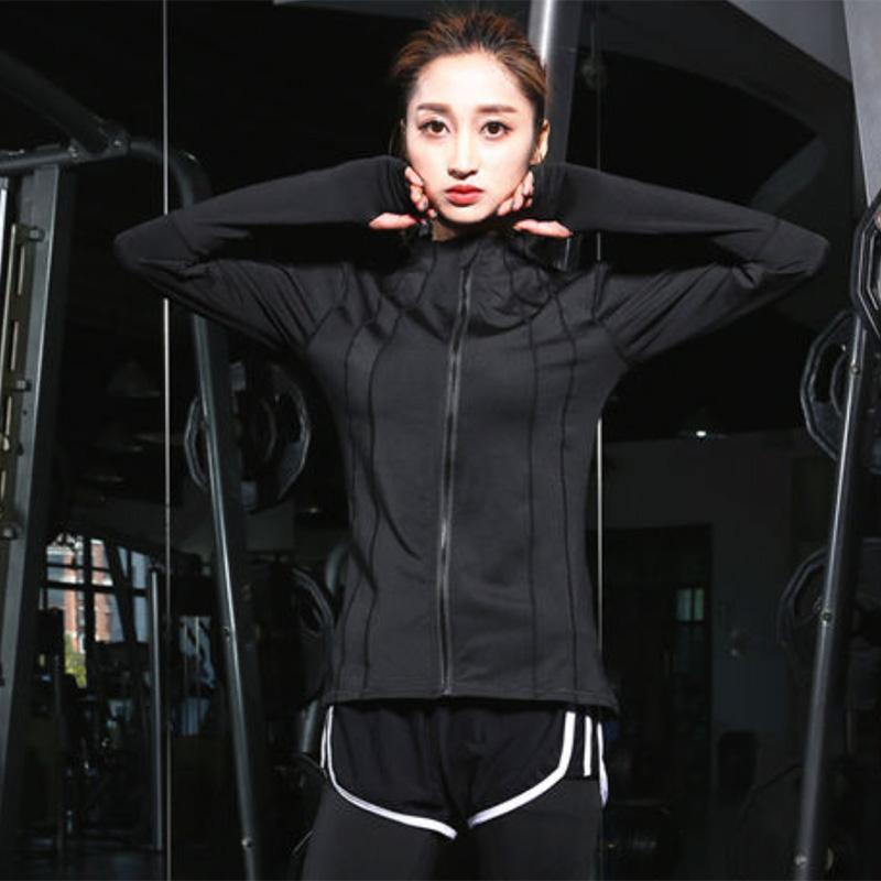 Spring and Autumn Long Sleeve Women's Sports Top Running Training Yoga Fitness Coat Slim Fit Breathable Quick Dry Zipper Hoodie