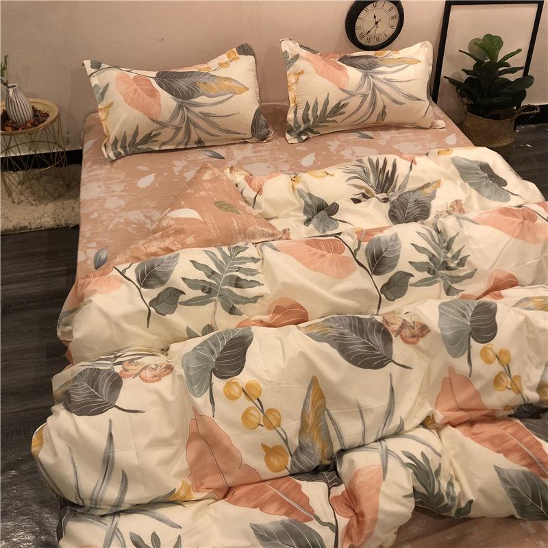 Fresh Banana Leaf Ins Four-piece Bedding Quilt Cover Bedding Set