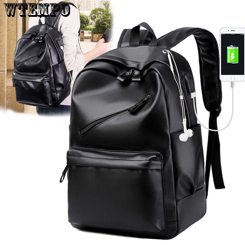 Men's Leather Backpack Anti-theft Backpack Rechargeable and Waterproof