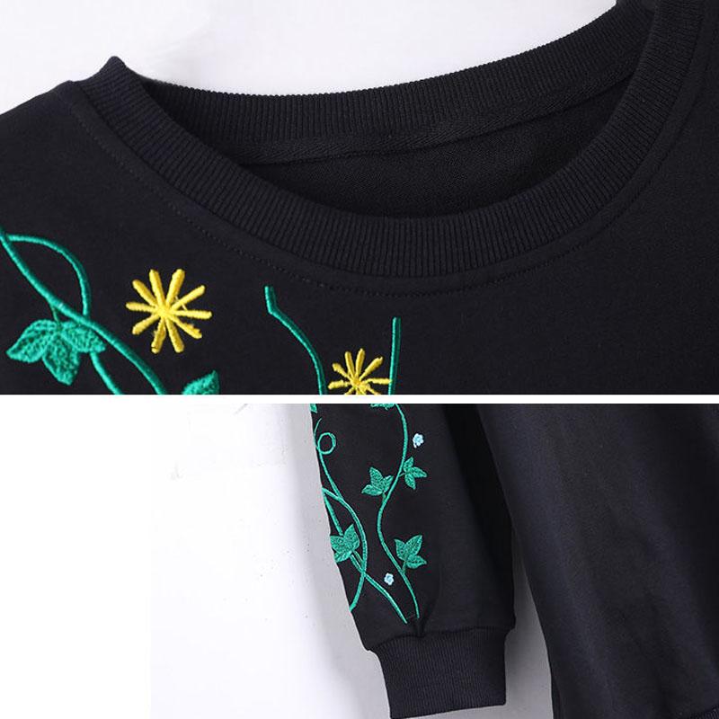 Women Ladies Long Sleeve Loose Blouse Summer Round Neck Casual T-Shirts Tops Clothing embroidery Casual Soft Pullover
