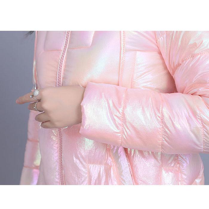 Winter Women Short Glossy Parkas Casual Female Thicken Warm Hooded  Coat Windproof and Rainproof Shiny Light weight Jackets