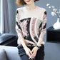 Ethnic Style Plus Size Printed Wool Sweater Ladies Thin Knit Bottoming Sweater O-neck Short Cashmere Sweater Jumper