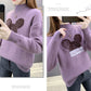 Ladies Velvet Thickened Half Turtleneck Sweater Korean Version Fashion Printing Slim Bottoming Shirt All-in-one Fleece Warm Outer Sweater