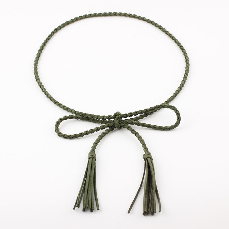 Womens Belt Style Candy Colors Hemp Rope Braid Belt Female Belt For Dress